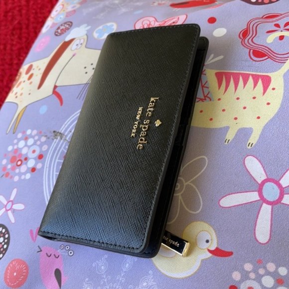 Kate Spade Staci Large Slim Bifold Wallet Black - Picture 15 of 16